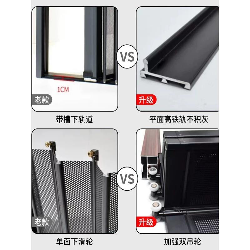 金刚网折叠纱门防盗防蚊虫老鼠宠物推拉式隐形铝合金纱门新款带锁