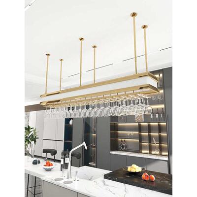 酒吧吊架悬挂高端发光酒杯架吧台酒架倒挂餐厅不锈钢高脚杯展示柜