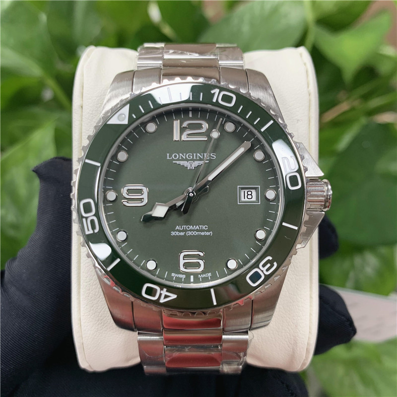 一口价98新浪琴康卡斯绿盘43mm自动机械手表男士L3.782.4.06.6