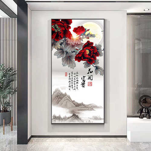 批发轻奢晶瓷画客厅花开富贵沙发背景墙画玄关挂画落地装饰画批发
