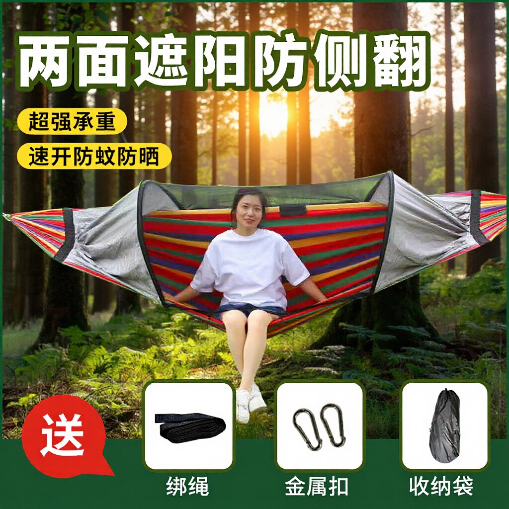 吊床蚊虫遮阳儿童露营秋千吊床