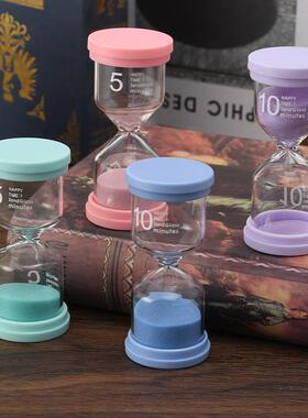 沙漏计儿童五分钟10/0/60可爱防摔时间刷牙倒计时流沙摆件5