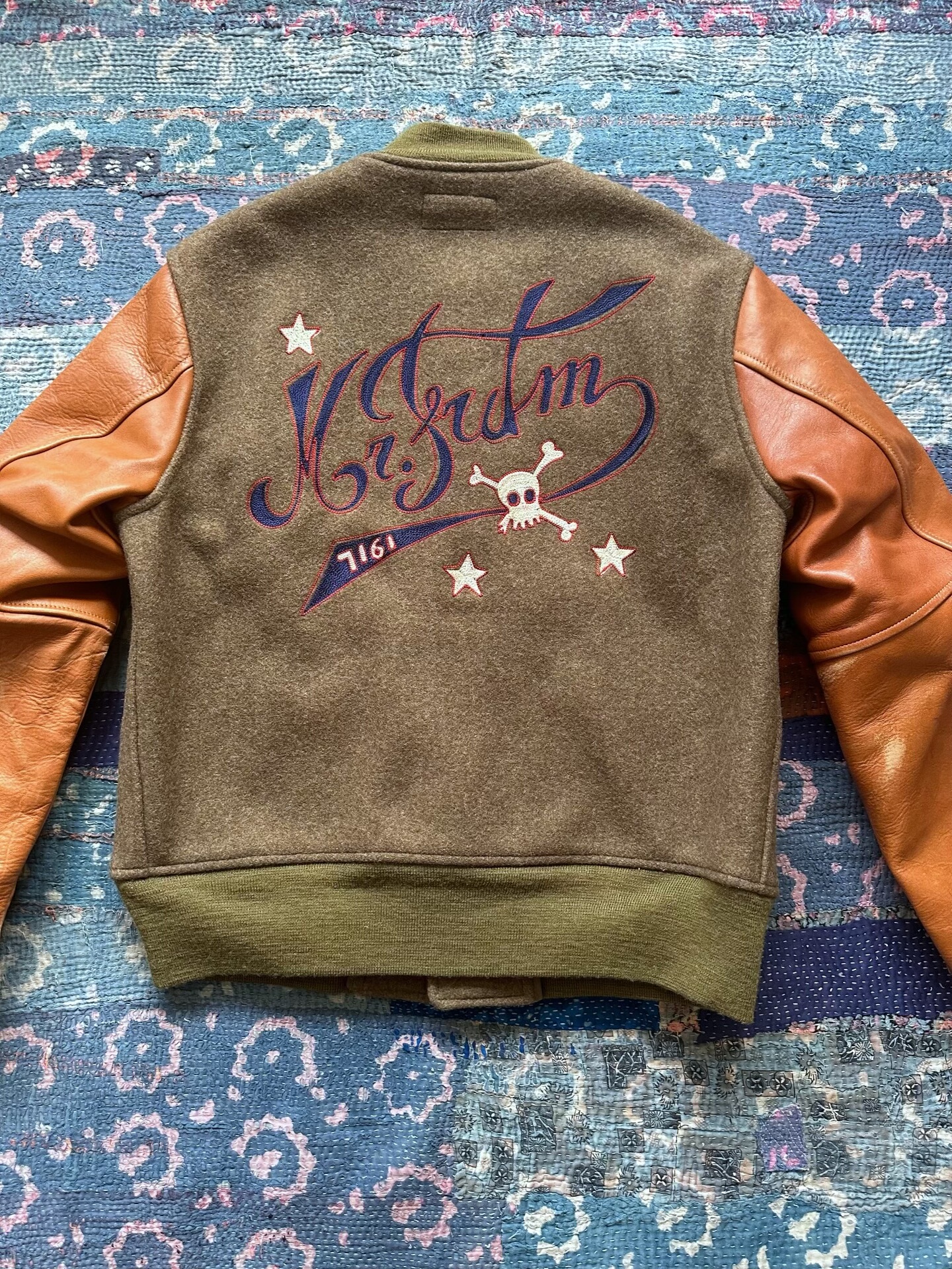 Mister Freedom Leather Sleeve Baseball Jacket — front