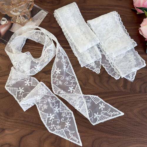 Lace Scarf Floral Embroidery Versatile Accessory Ladies Wear