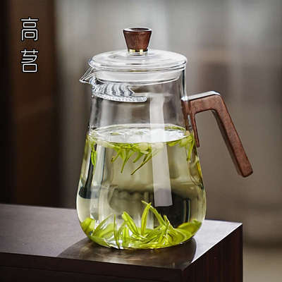 新款大容量玻璃公道杯茶漏一体绿茶泡茶器家用耐热高档月牙过滤网