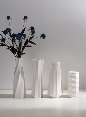 简约陶瓷干花花瓶小清新满天星水培摆件电视柜欧式家居装饰品
