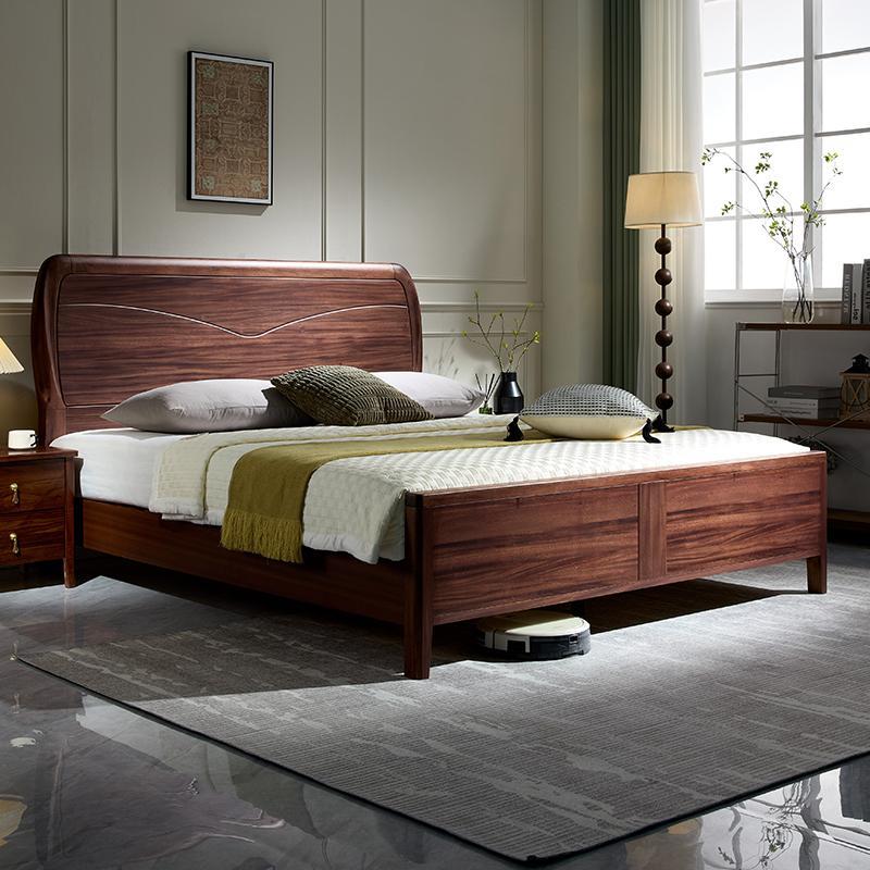 政府补贴实木床北美黑胡桃木床1.8米主卧大床双人床中式婚床
