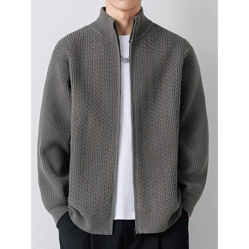 秋冬毛衣男士新款上衣感立领开衫季休闲色短款针织衫男宽松0926c