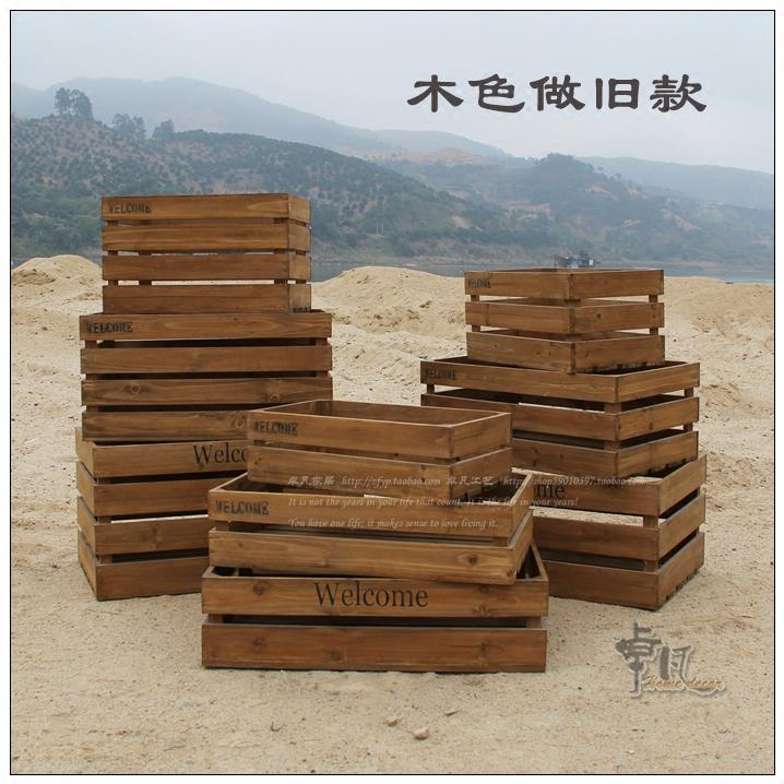 复古木长方框箱形大号实木储物收纳箱定做小木箱陈子列装饰旧木箱