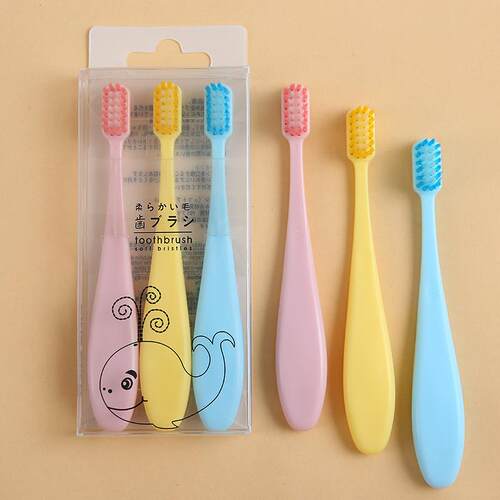 Macaron Cartoon Soft Bristle 3-Pack Children's Toothbrush fo