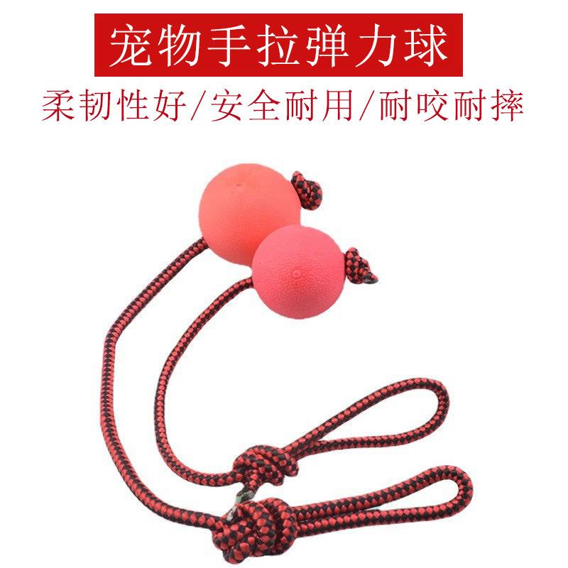 宠物磨牙玩具带绳橡胶球 狗狗训练实心弹力球 现货