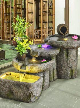 假山喷泉流水摆件落地循环水系景观阳台鱼池造景庭院室内水景摆件