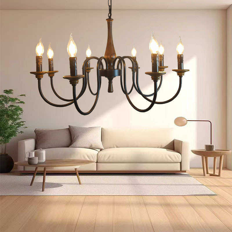 法式复古客厅吊灯中古风大厅主灯美式实木胡桃木卧室餐厅灯蜡烛灯,家装灯饰光源,客厅吊灯,淘宝优惠券,粉丝福利购,淘宝优惠卷