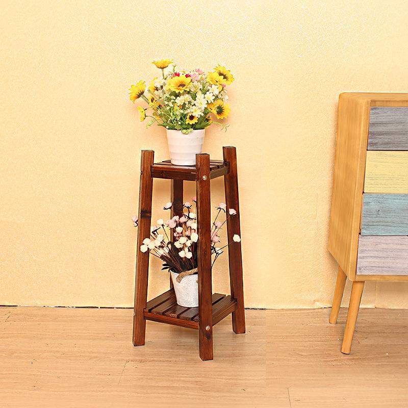 阳台花架木制绿萝花盆架子两层层实木落地室内客厅家用防腐木花架图片