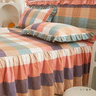 新款 床滑裙床头罩套单件棉质夹盖棉防床单带裙高档F97HSH56床四季