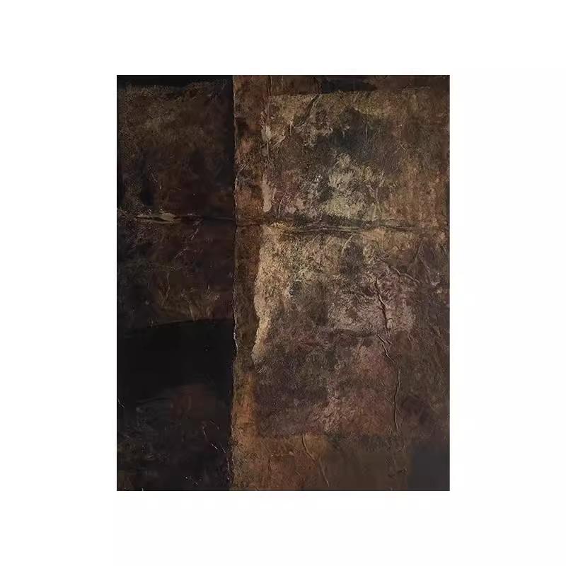 中古风肌理手绘油画侘寂凤客厅沙发背景墙装饰画玄关立体无框挂画