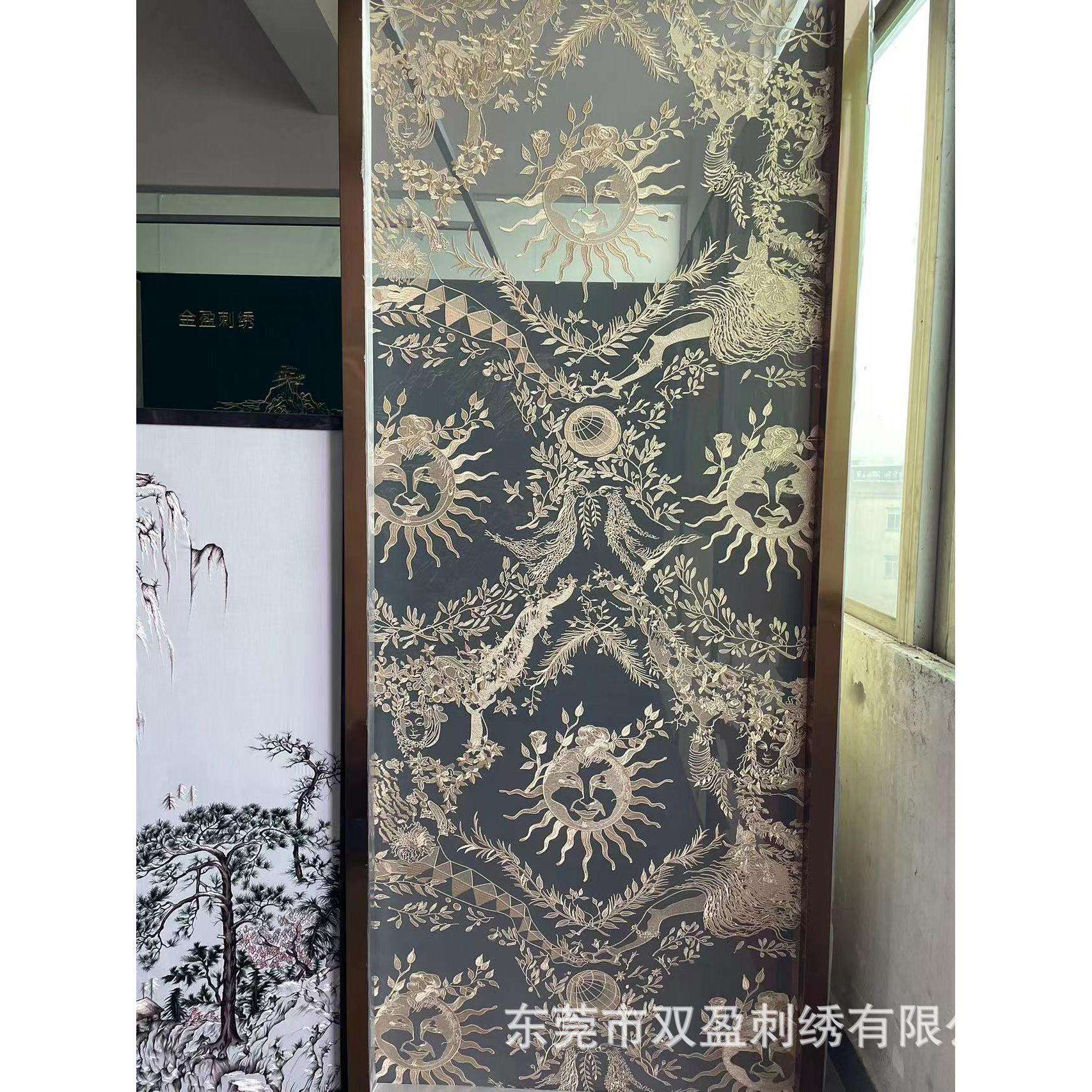 双面半透明纱屏风玄关商场酒店装饰无甲醛特种绣 屏风隔断