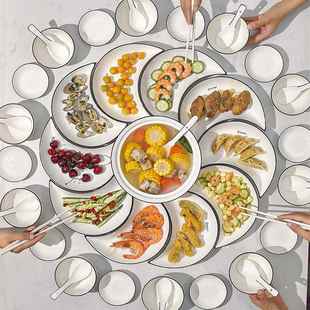 025新款 家用盘子菜盘组合过桌年圆年WLP夜具饭家庭 团圆饭2餐套装