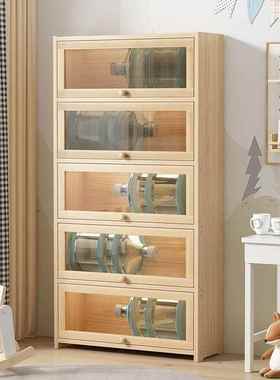 书柜现代简约带门防尘JF-SMSG格子柜柜物实木书架落地立柜置储物