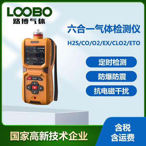 便携式六合一气体检测仪环氧乙烷硫化氢二氧化氯一氧化碳探测器