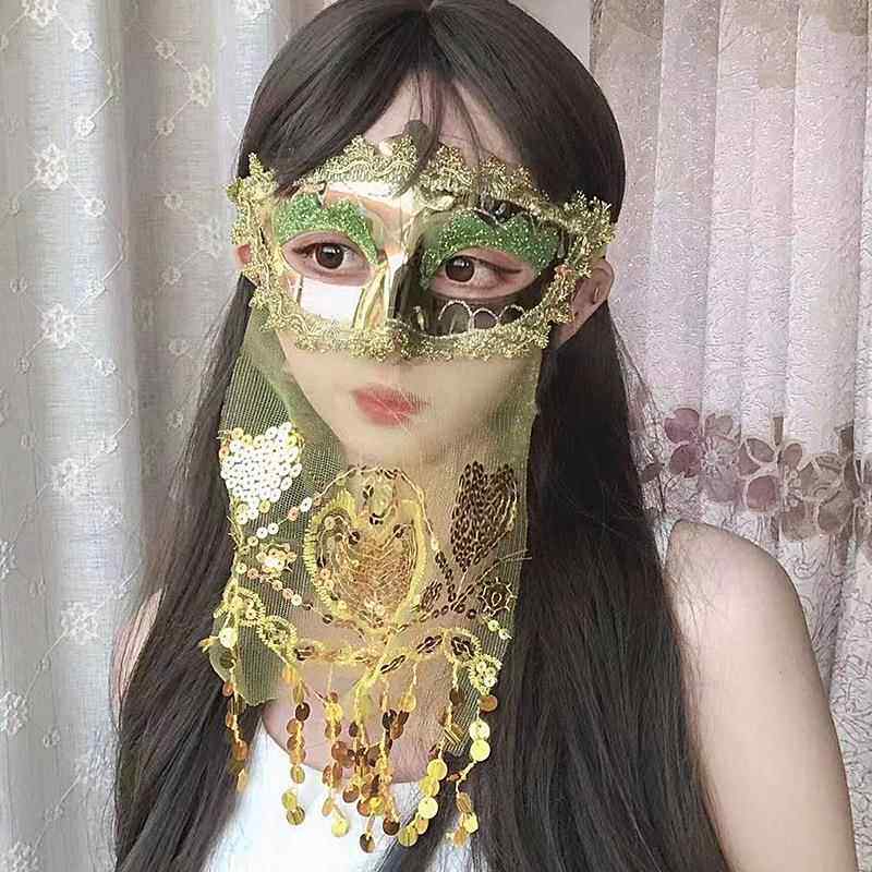 全脸公主面纱面具肚皮舞万圣节摄影COS舞台表演化妆舞会舞蹈道具