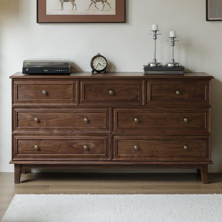 北美黑胡桃木斗柜实木储物收纳抽屉式五斗橱卧室客厅家用樱桃木柜