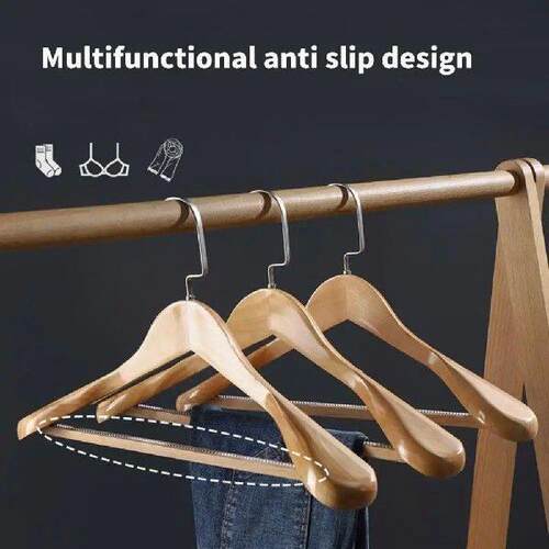 Wood Anti-slip Clothes Hanger Wide Shoulder Drying Rack