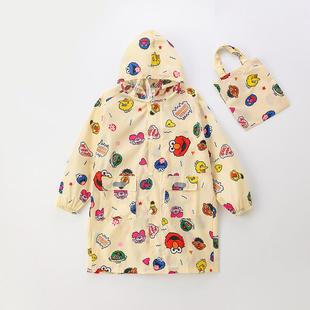 雨披 日單速干輕薄兒童中小學(xué)生帶書包位雨衣芝麻街幼兒園寶寶大碼
