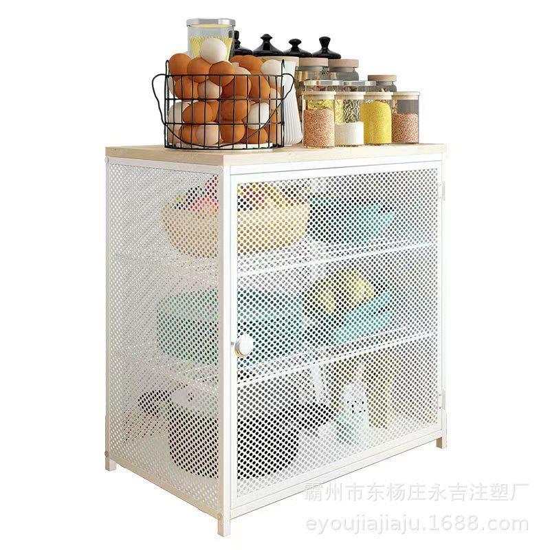 家用碗碟沥水透气迷你置物架台面微波炉收纳小型储物柜厨房菜柜