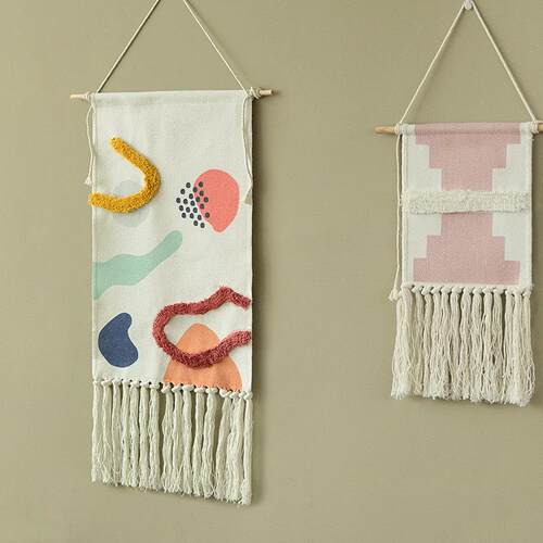 彩印花簇绒挂毯玄挂饰北欧墙色壁关挂毯厅电JNJ表箱客遮挡布卧室