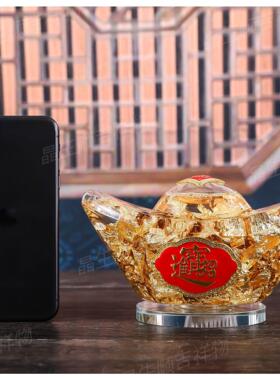 水晶金箔大元宝摆件元宝招财聚财家居办公财位摆放中式风生水起