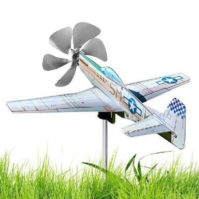 3D Plane Garden Weather Vane Pinwheel Anti-Corrosion Metal