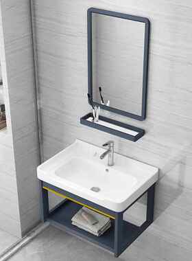 小户型洗手盆柜组合卫生间陶瓷洗漱台简易一体洗手台挂墙式洗脸盆