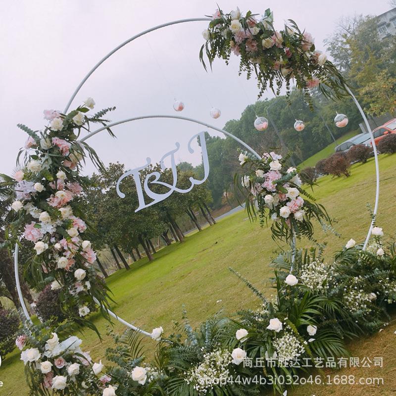 铁艺圆气球拱门支批架婚庆环道具发节户日装扮摆件外气球拱门婚礼