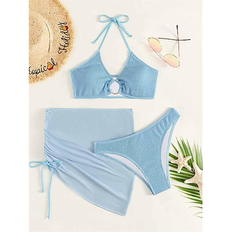 one-shoulder women color belt swimsuit for matching