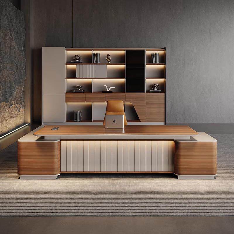 高端老板桌办公桌椅组合简约现代总经理轻奢办公家具董事长大班台