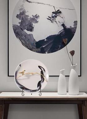 软新中式件客厅电视柜玄关盘家居摆看设装摆饰品酒柜装饰陶瓷RZ-0