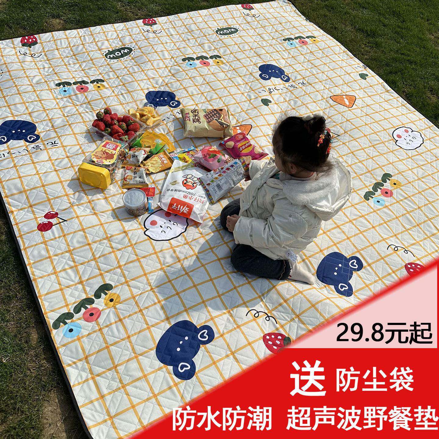 野餐垫防潮垫加厚户外露营垫帐篷沙滩垫子便携野炊防水防潮公园垫