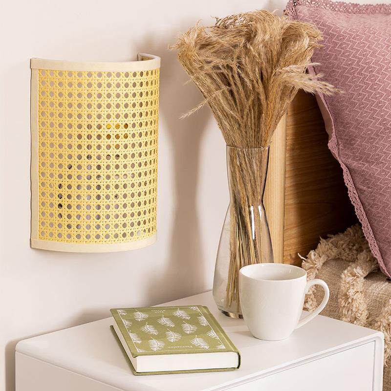 日式藤艺壁灯客厅卧室床头民宿过道楼梯灯中式田园风复古创意墙灯