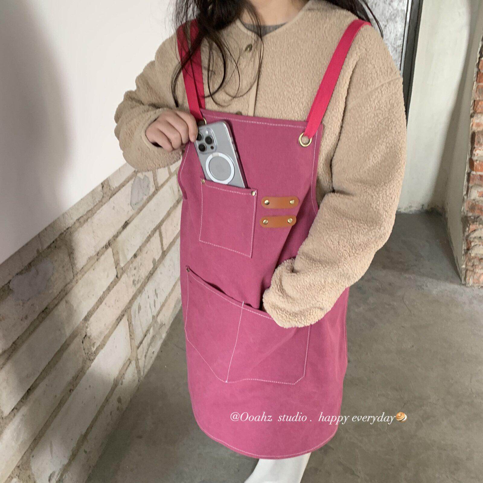 值日生~多口袋厨房做饭工作围裙 微防水粗牛仔加厚耐磨服务生罩衣