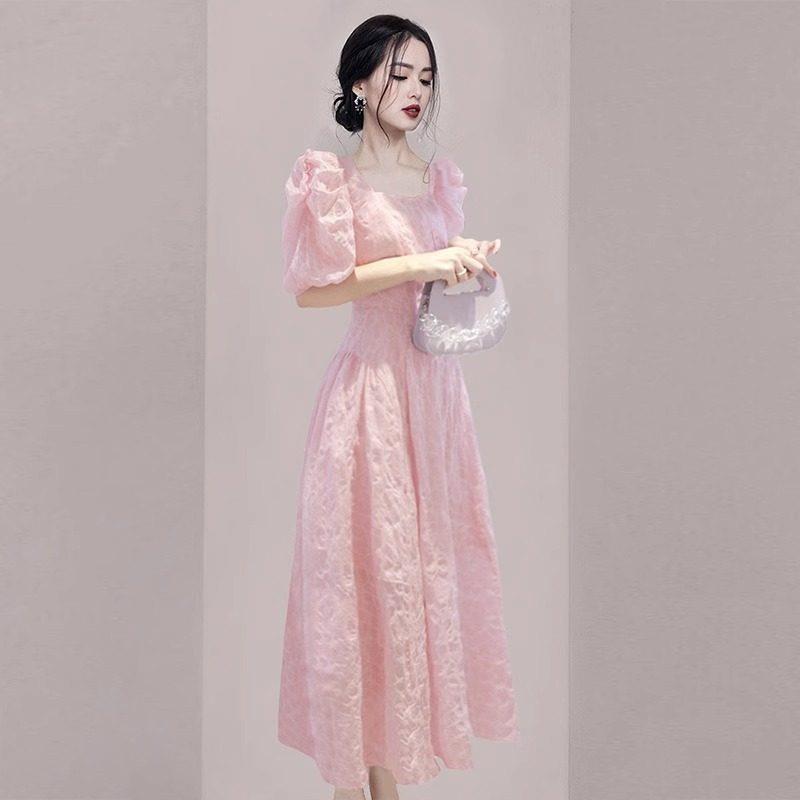 时尚品牌欧洲商品2025新设计小众时尚优雅连衣裙经典泡芙袖仙女裙