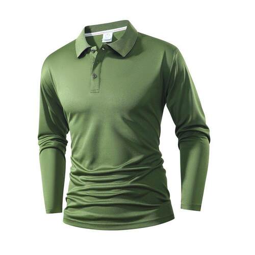 Mens Long-Sleeve Polo Shirt Featuring A Simple And Stylish
