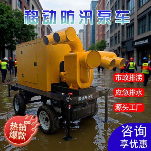 防汛自吸泵防汛泵车200-3000防汛排涝车拖车款移动防汛泵车