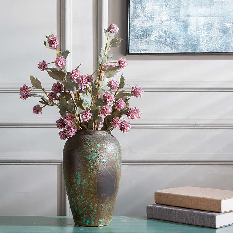 景德镇陶瓷三件套装花瓶 复古做旧粗陶罐干花插花可水培多肉花盆