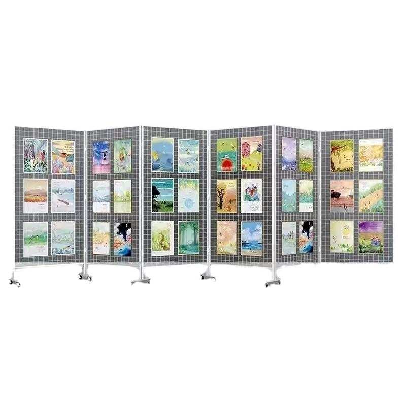 折叠网架幼儿园作品展示架画室画展览架落地室外移动绘画作品展架