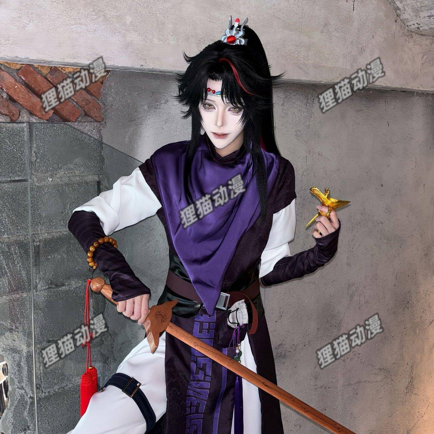 逍遥原皮cos服超自然行动组紫皮蓝皮cosplay摸金手游古风男装假发图片