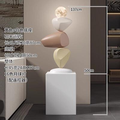 正品时来运转石头摆型厅电件视客柜大落地装饰品艺术入户高级感寓