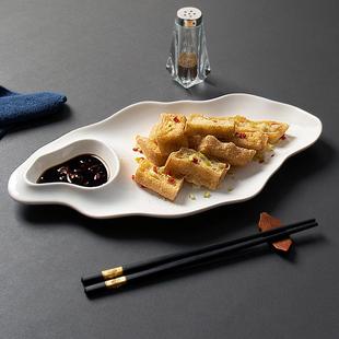 T9J5饺子盘白灼虾盘有格带醋碟子农家乐酒店餐厅饭店家用薯条