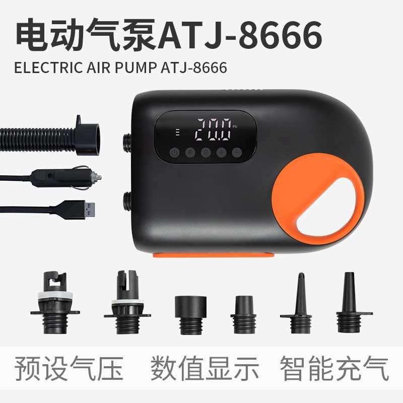 锂电款电动气泵皮划艇桨板帐篷床垫冲锋舟钓鱼船SUP蓄电充打气泵