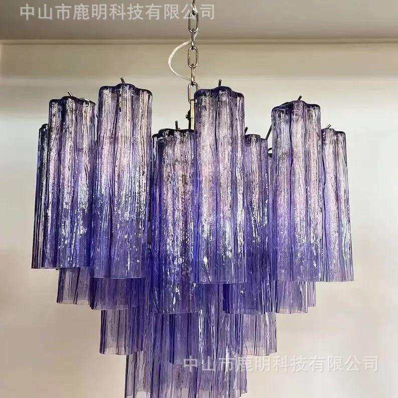 法式穆拉诺七彩玻璃吊灯美式轻奢风复古别墅客厅卧室楼梯装饰吊灯